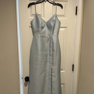 Mist Open-Back Bow Tie Satin Trumpet Gown by Dessy Group